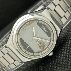Vintage 1979 Citizen Automatic Womans Silver Watch W/daydate & Patina accents